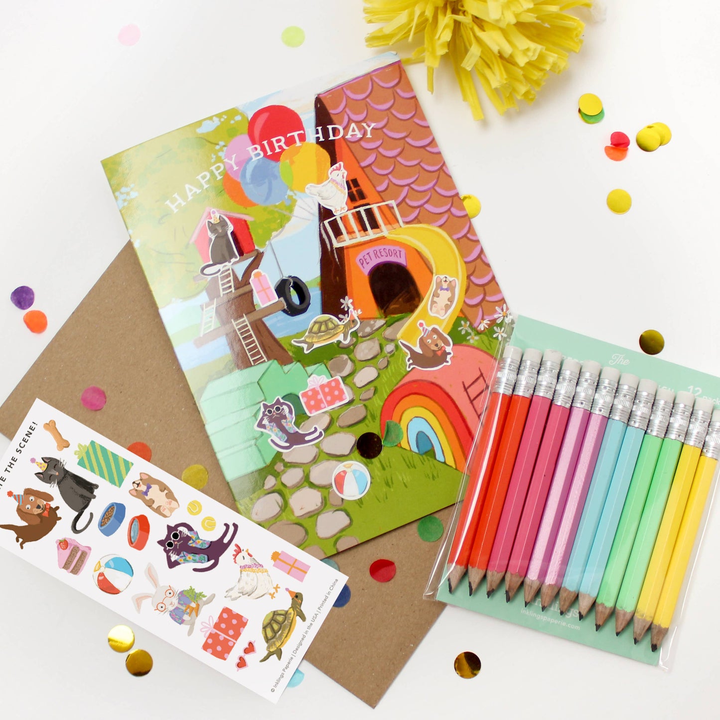 Sticker Scene Card - Pet Resort Birthday