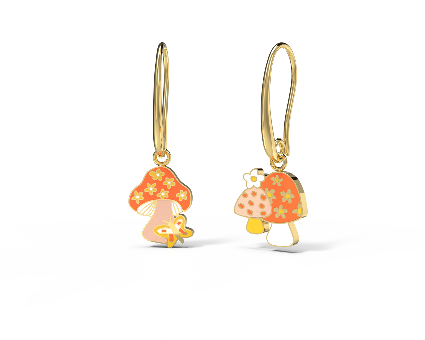 Mushroom Butterfly Earrings - Yellow Owl Workshop