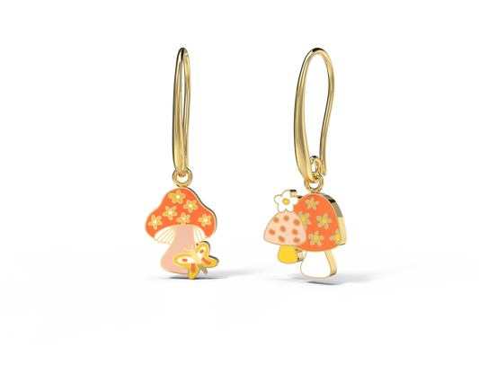 Mushroom Butterfly Earrings - Yellow Owl Workshop