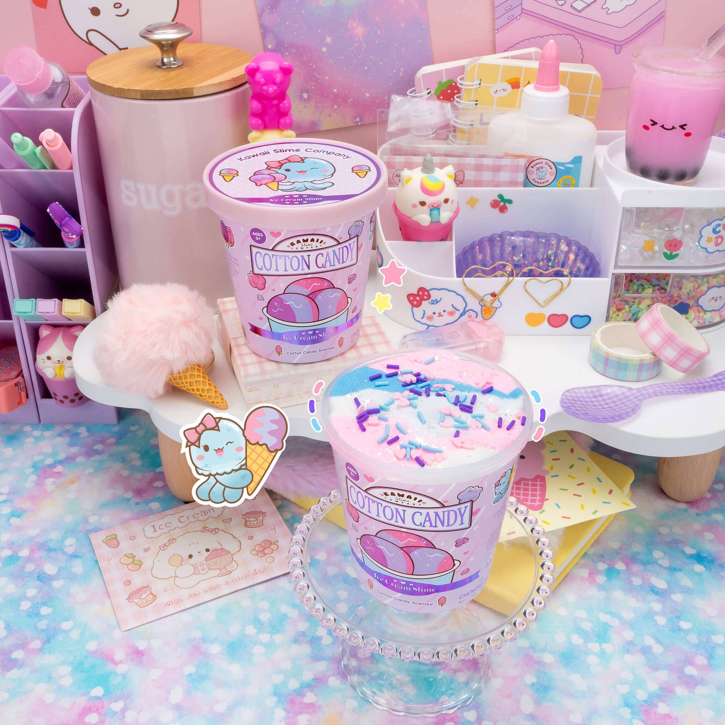 Cotton Candy Scented Ice Cream Pint Slime by Kawaii Slime Company