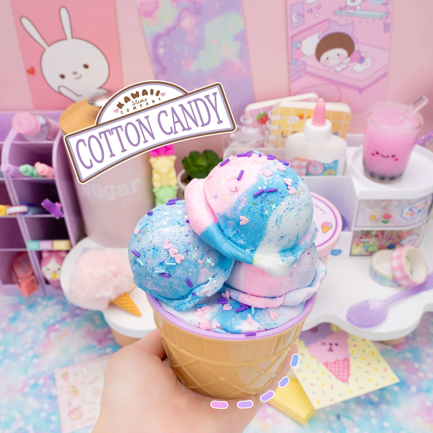 Cotton Candy Scented Ice Cream Pint Slime by Kawaii Slime Company