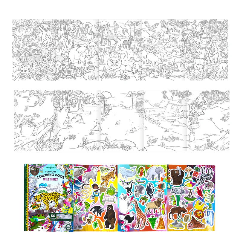 Wild Things Fold-Out Coloring Book by eeBoo