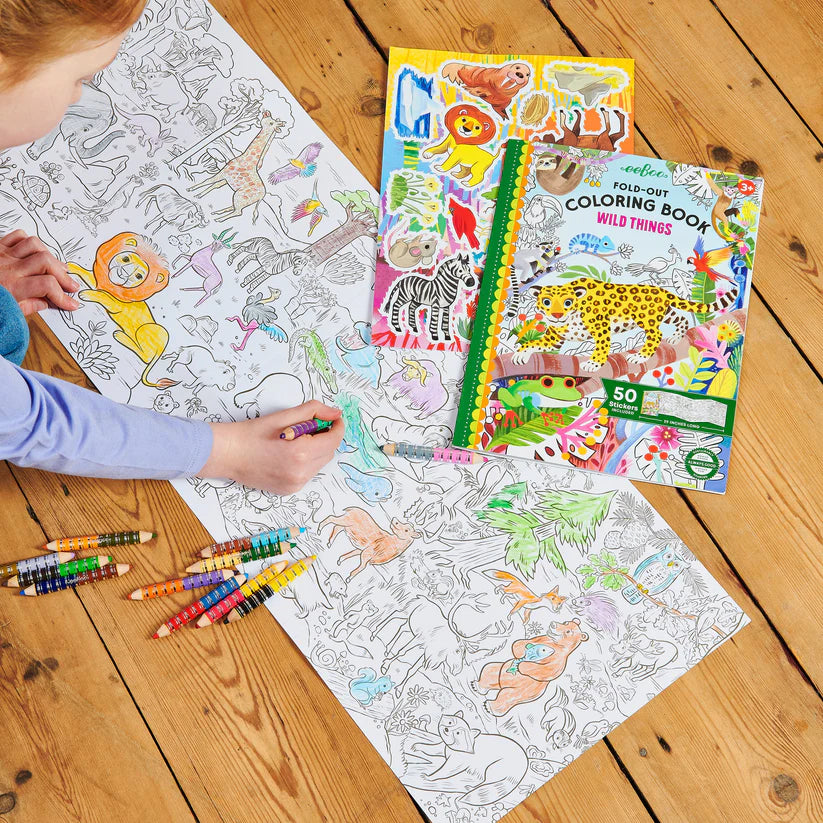 Wild Things Fold-Out Coloring Book by eeBoo