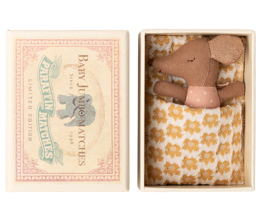 Sleepy Wakey Baby Mouse in Matchbox, Rose