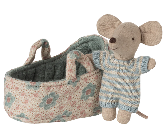Baby Boy Mouse in Carry Cot by Maileg