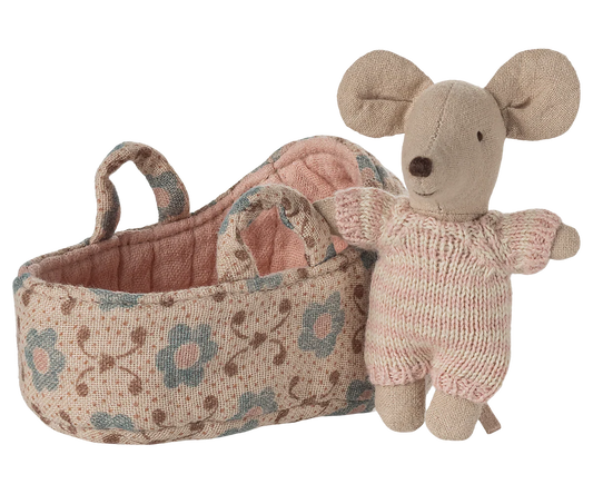 Baby Girl Mouse in Carry Cot by Maileg