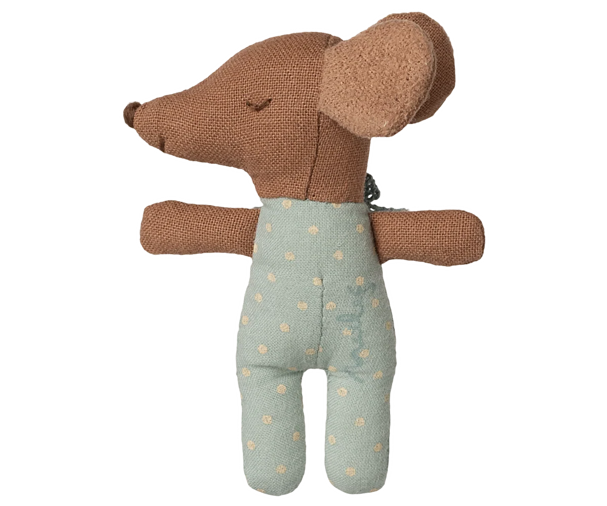 Sleepy Wakey Baby Mouse in Matchbox, Blue