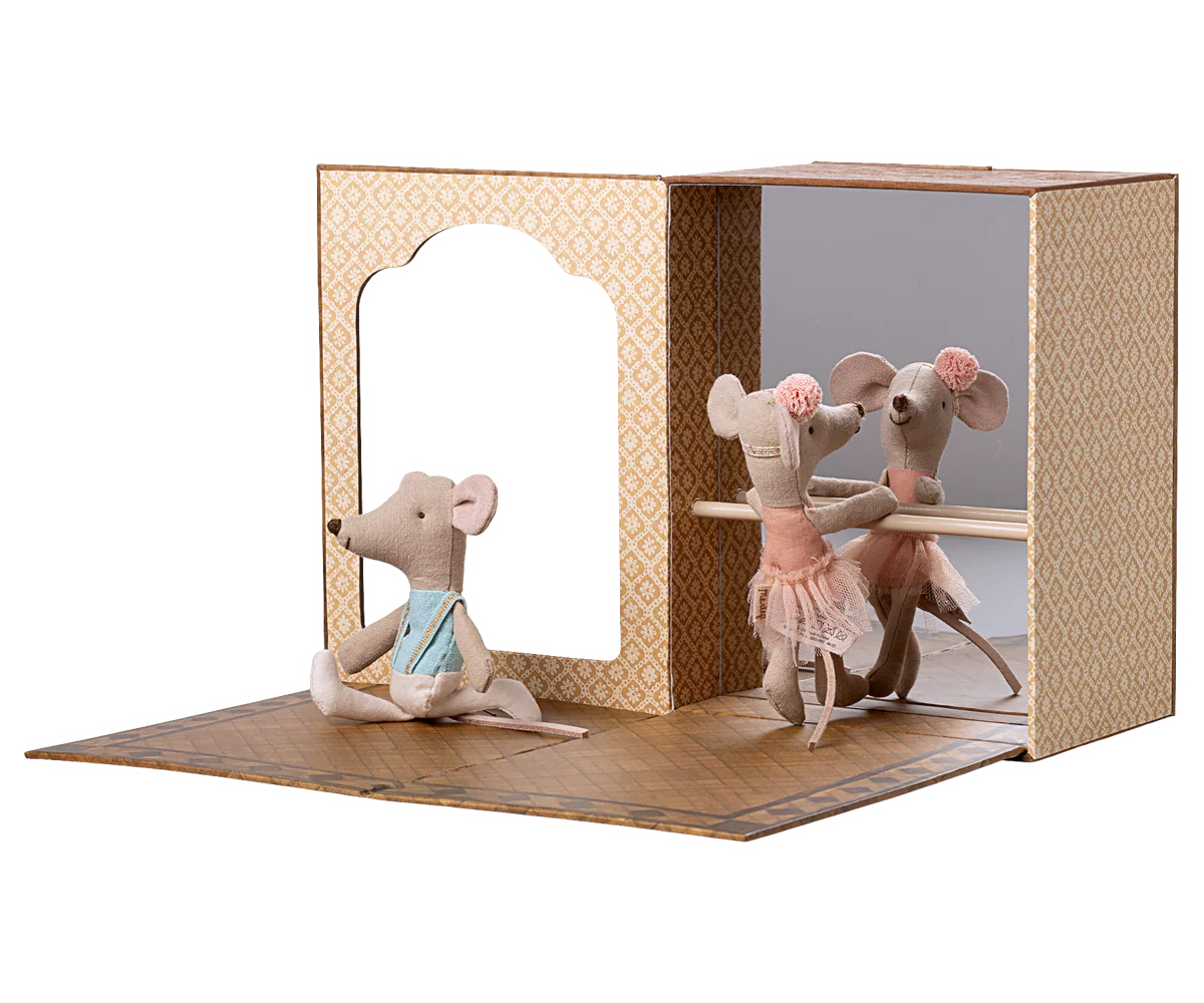 Ballet Mice in Dance Studio, Little Sister and Brother, by Maileg