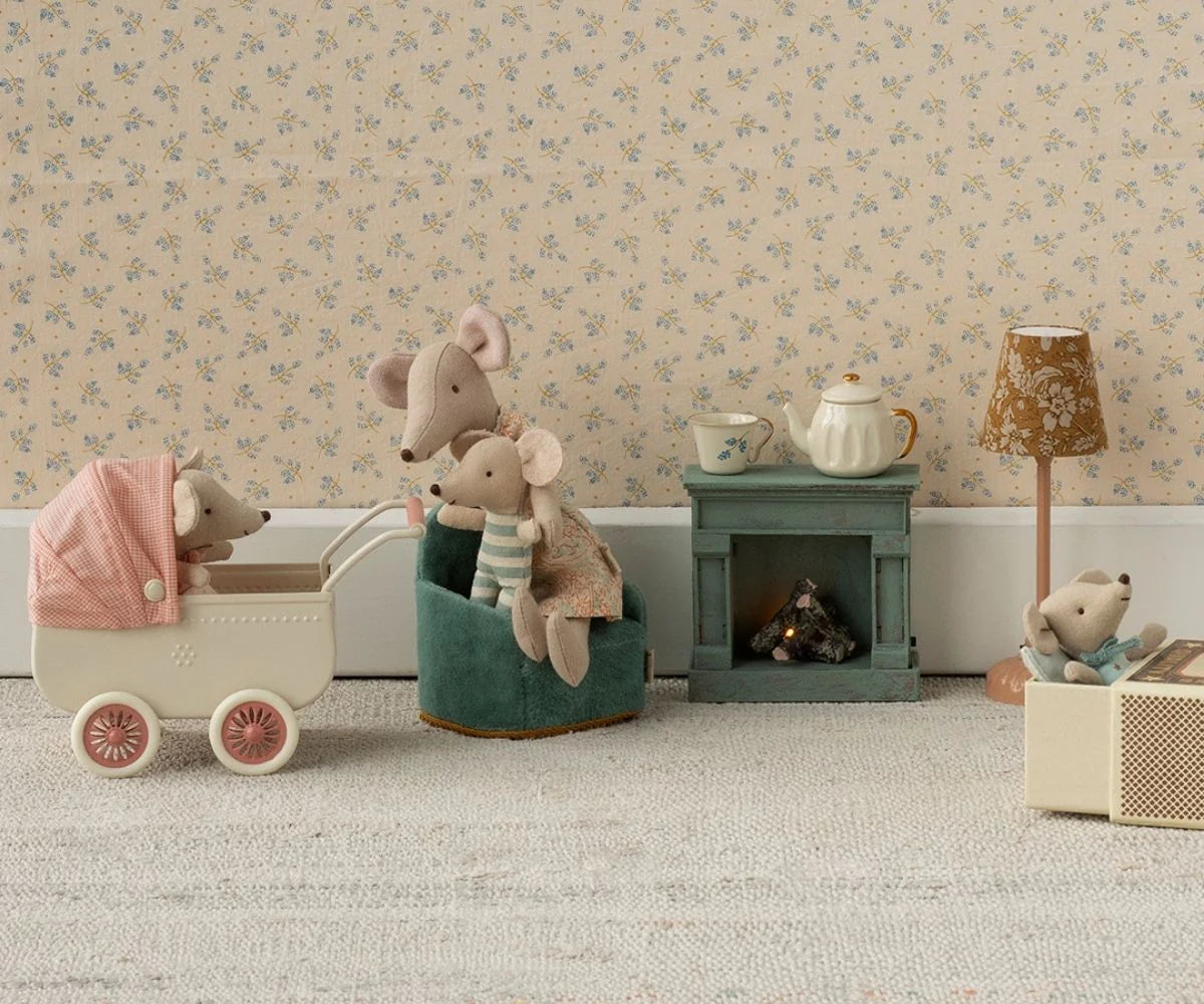 Blue Fireplace, Mouse, by Maileg