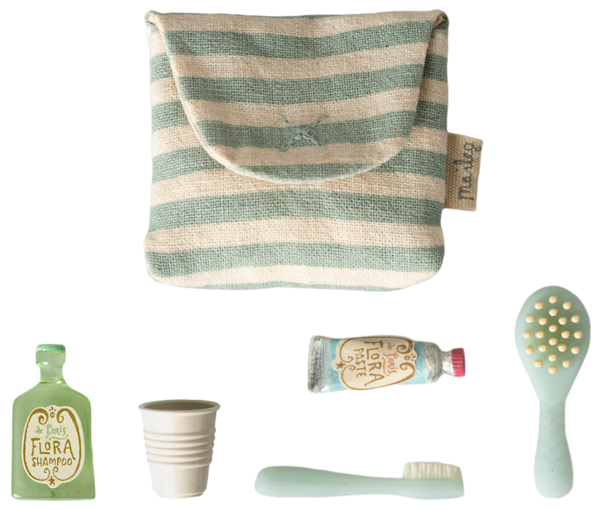 Tooth Brush Set in Bag, Mouse, Blue Stripe