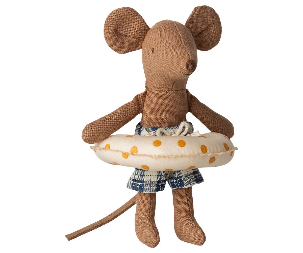 Beach Mouse with Float, Little Brother, Yellow Dots