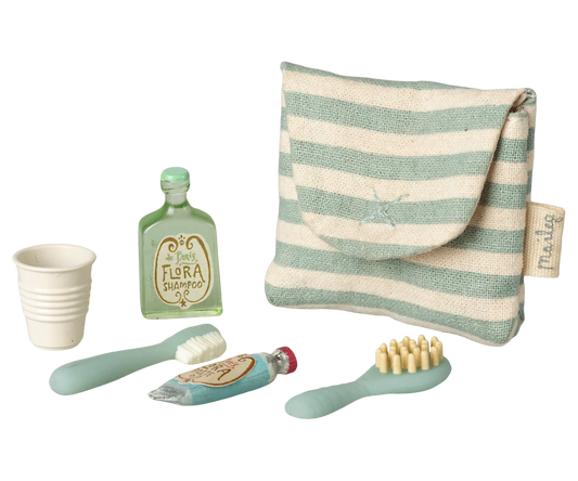 Tooth Brush Set in Bag, Mouse, Blue Stripe