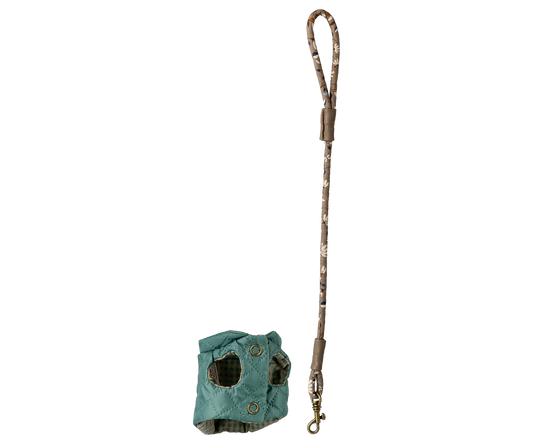 Pet supply, Harness and leash - Dark mint by Maileg