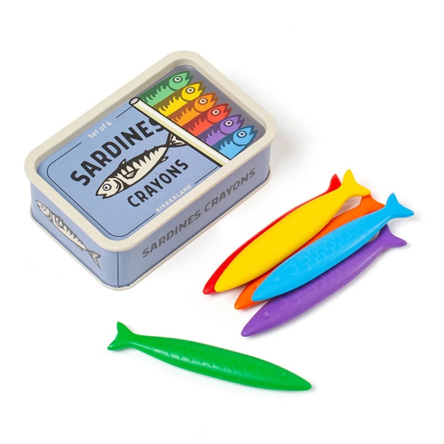 Sardine Crayons, Set of 6 in Tin