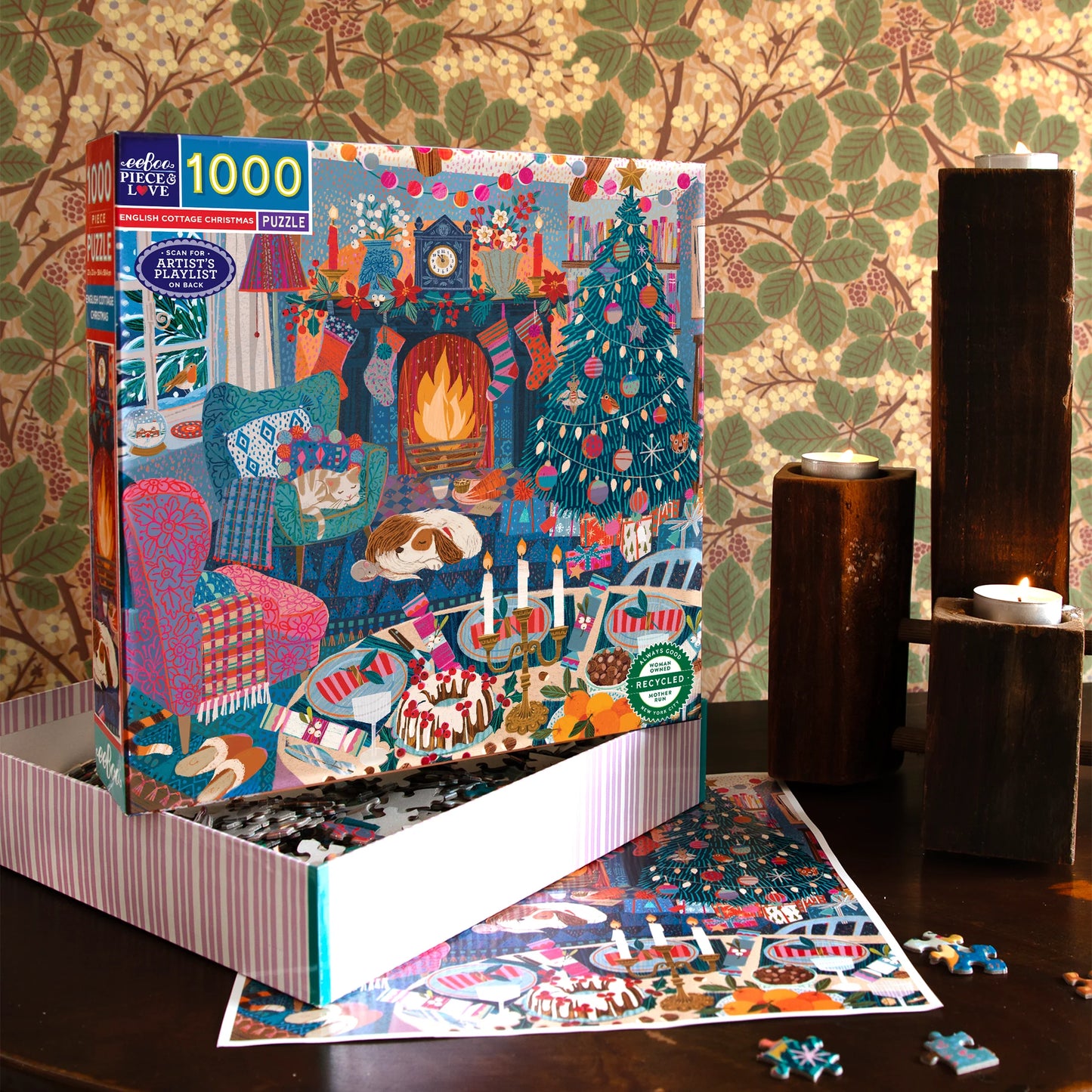 English Cottage Christmas, 1000 Piece Puzzle, by eeBoo