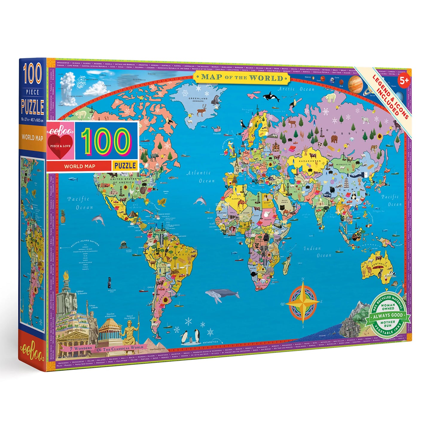 World Map 100 Piece Puzzle by eeBoo