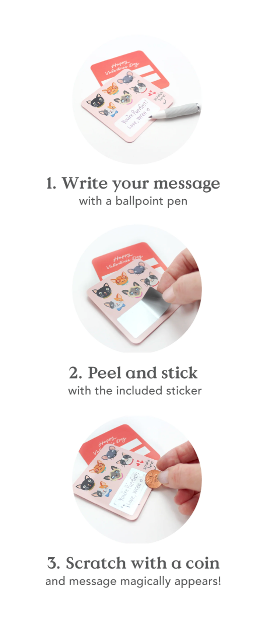Scratch-off Valentine Cards - Pet Faces