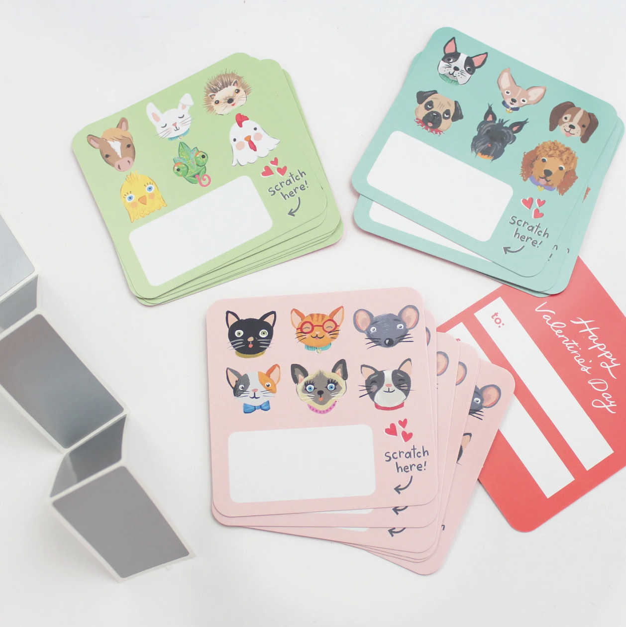 Scratch-off Valentine Cards - Pet Faces