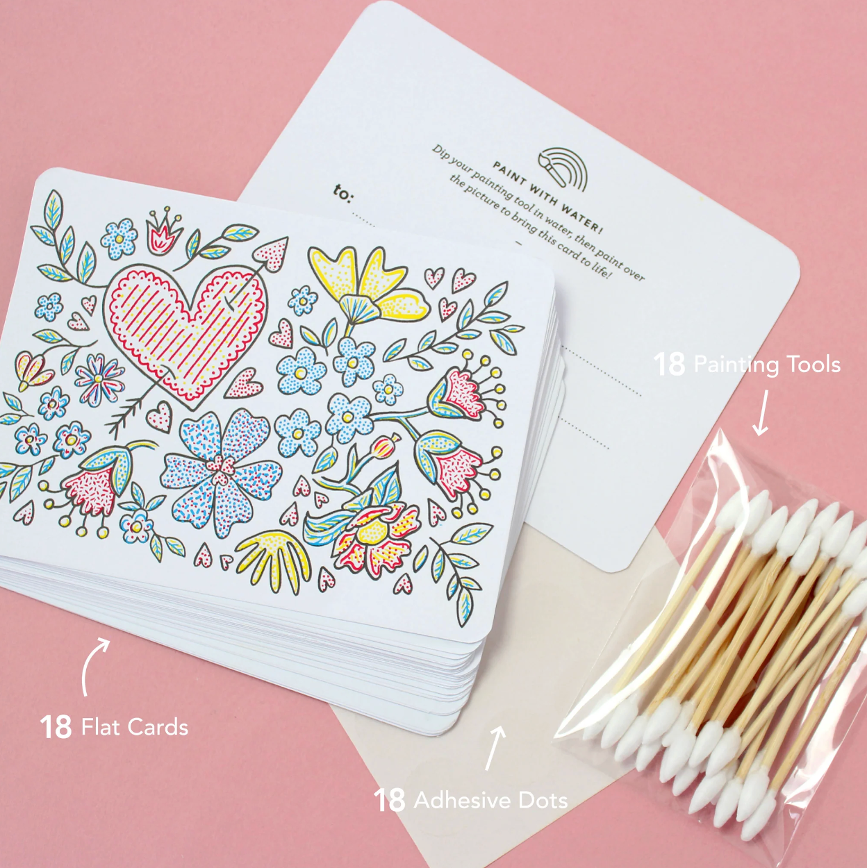 Paint with Water Valentine Cards - Floral