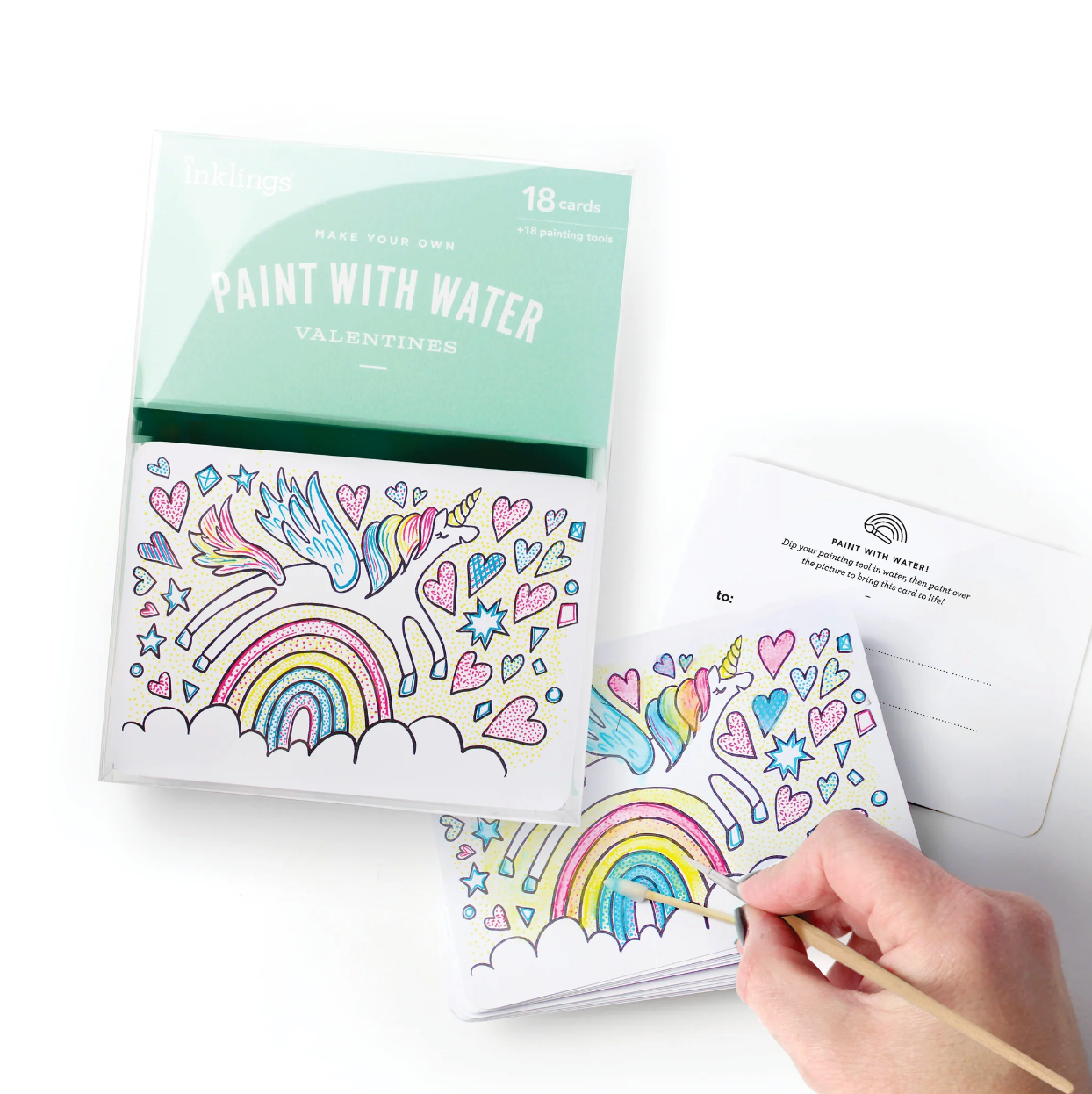 Paint with Water Valentine Cards - Unicorn