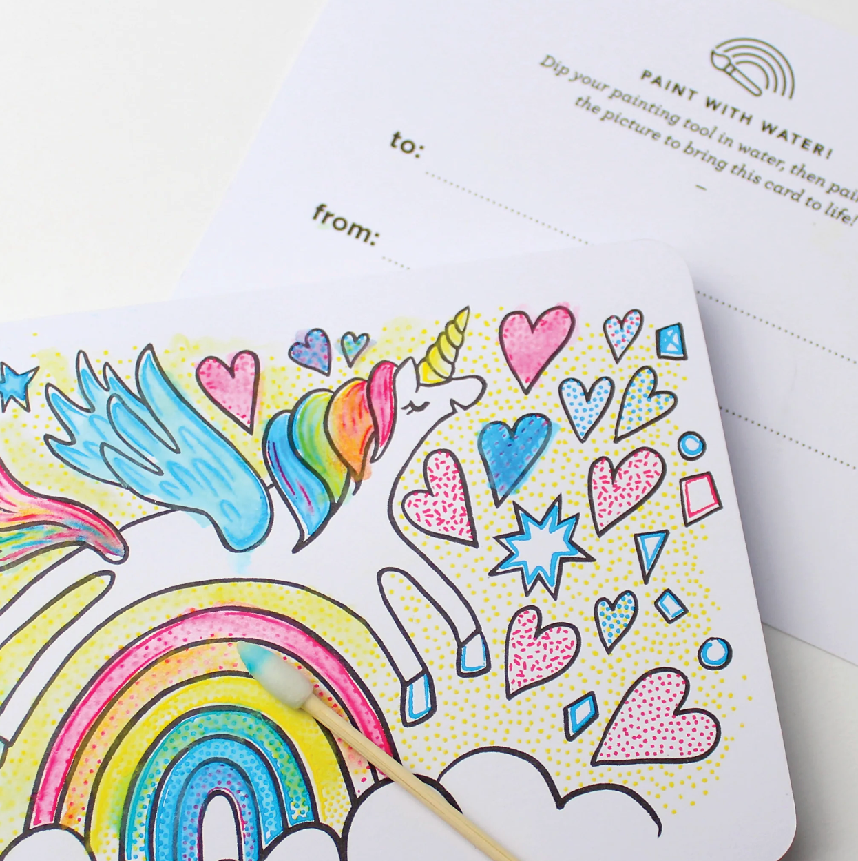 Paint with Water Valentine Cards - Unicorn
