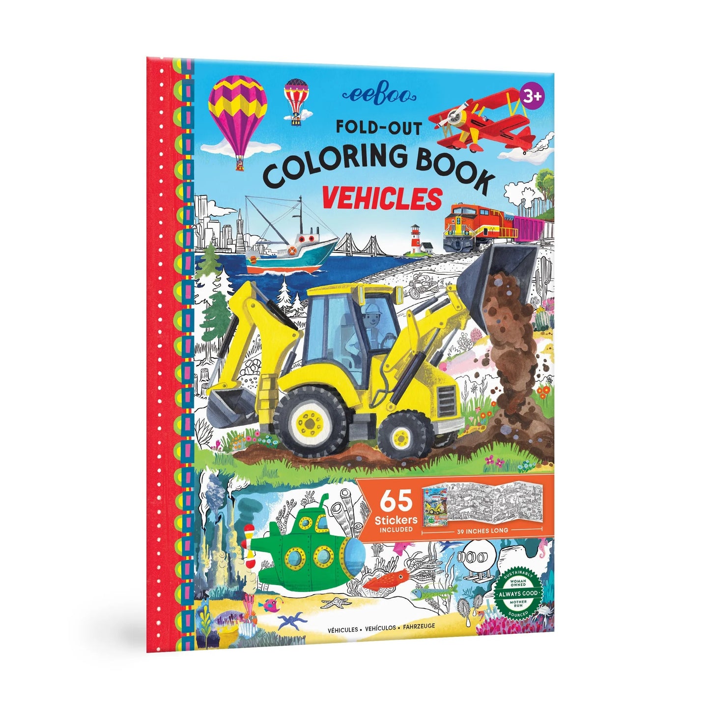 Vehicles Fold-Out Coloring Book by eeBoo