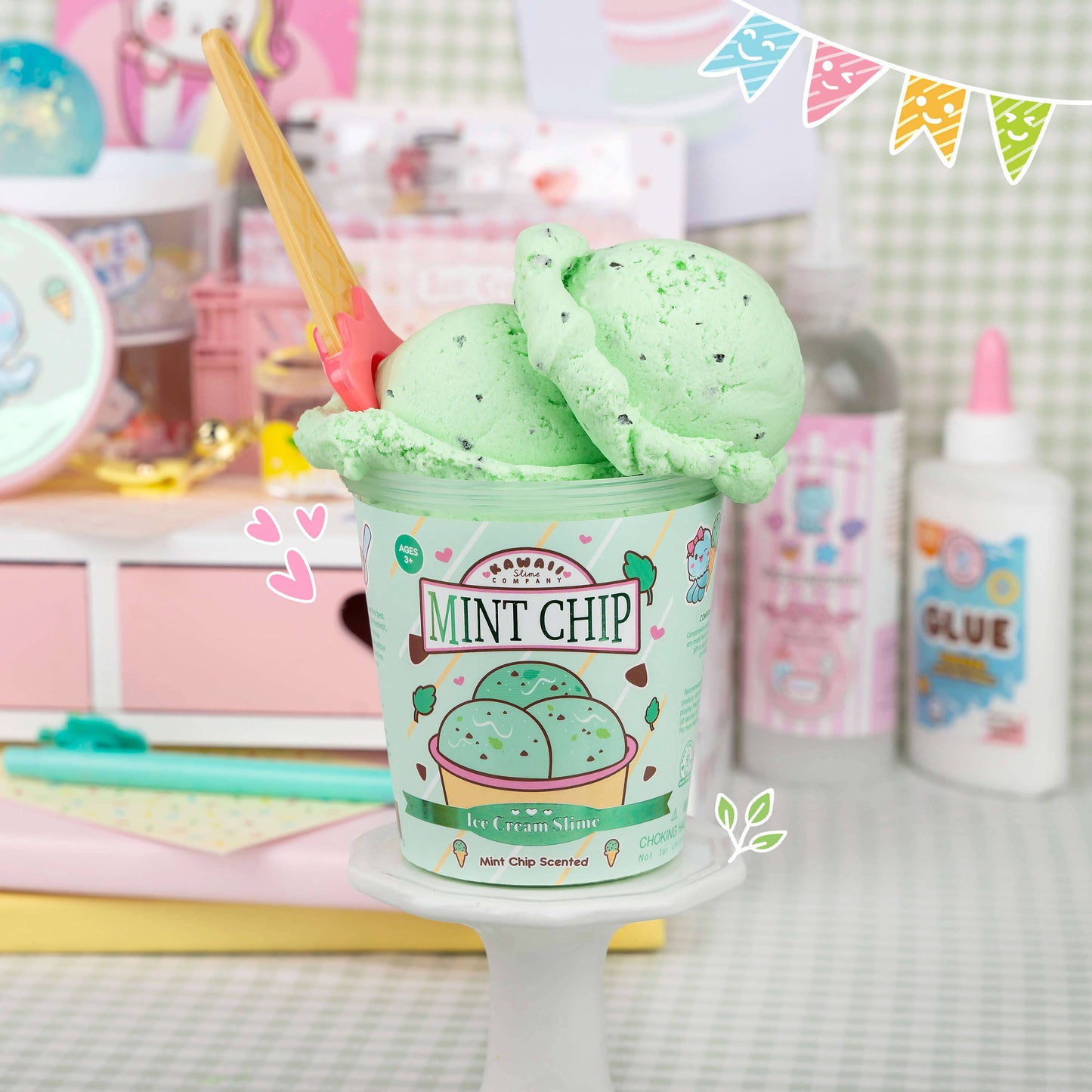 Mint Chip Scented Ice Cream Pint Slime by Kawaii Slime Company