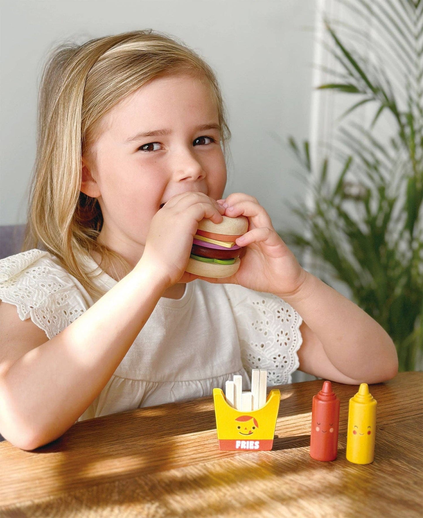 Wooden Take-out Burger + Fries