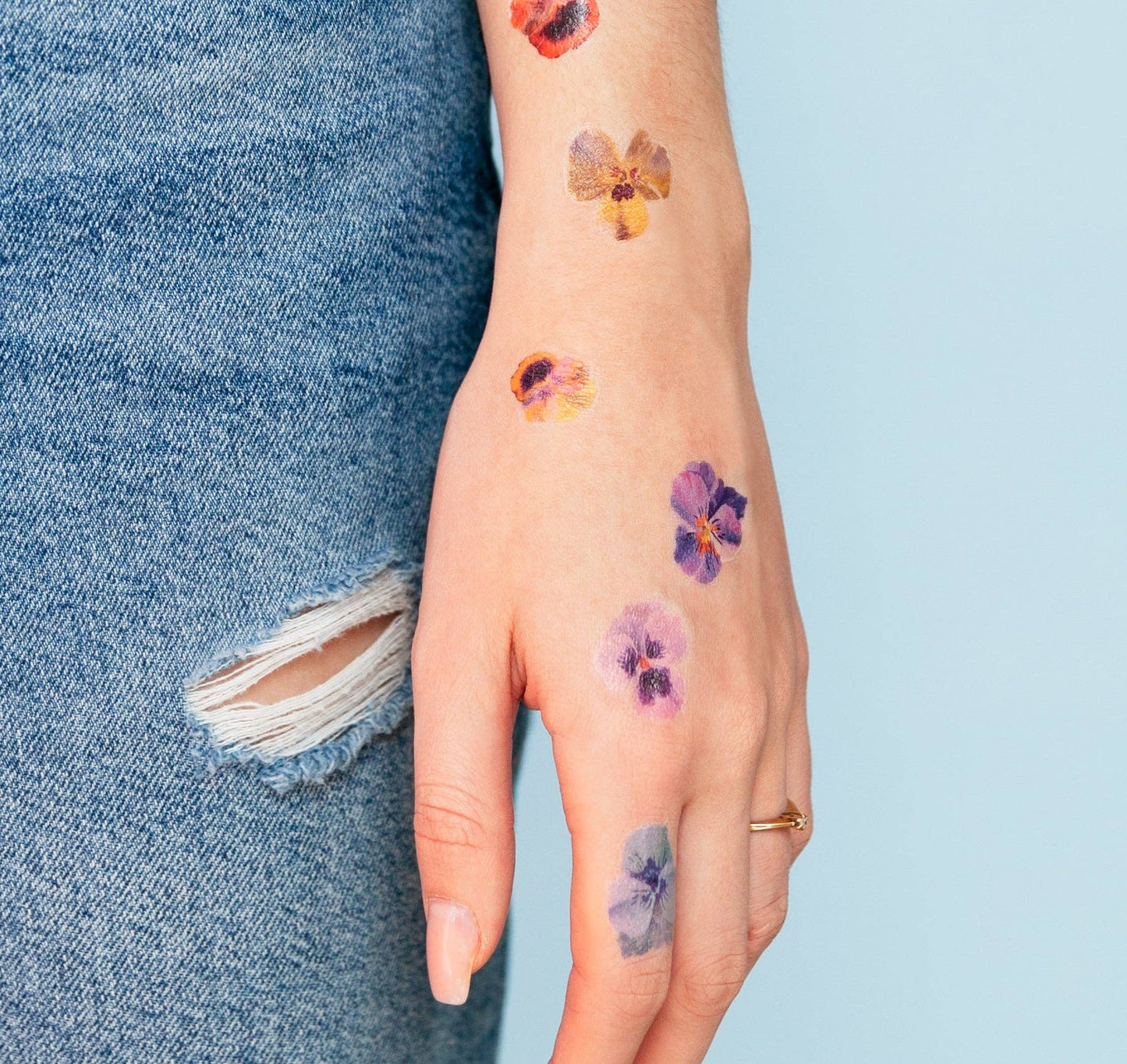 Pansies Tattoo Pair