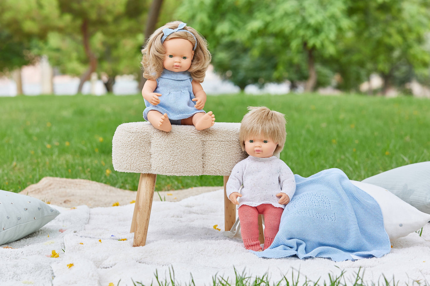 Baby Blue Knitted Blanket for Dolls