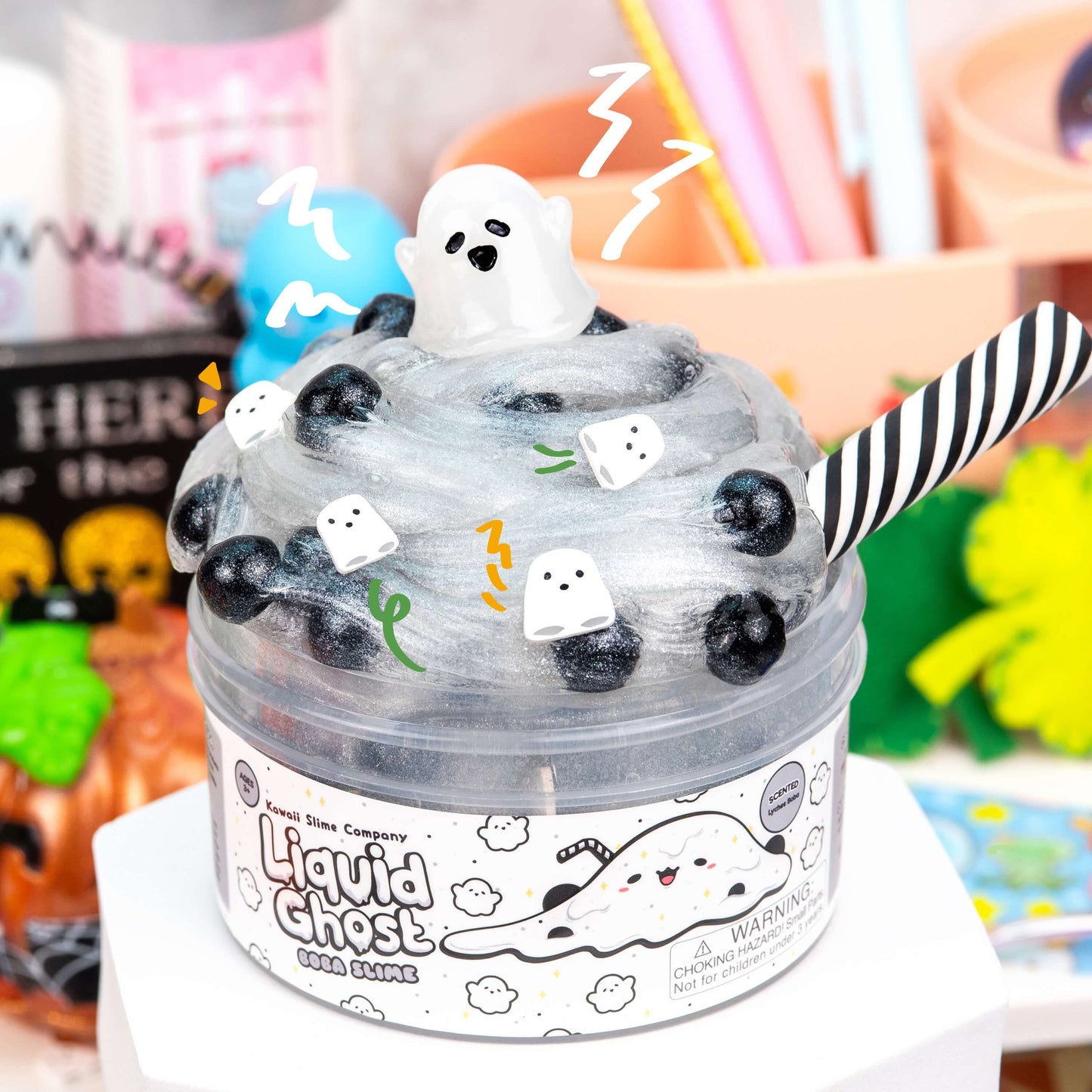 Liquid Ghost Boba Clear Slime by Kawaii Slime Company