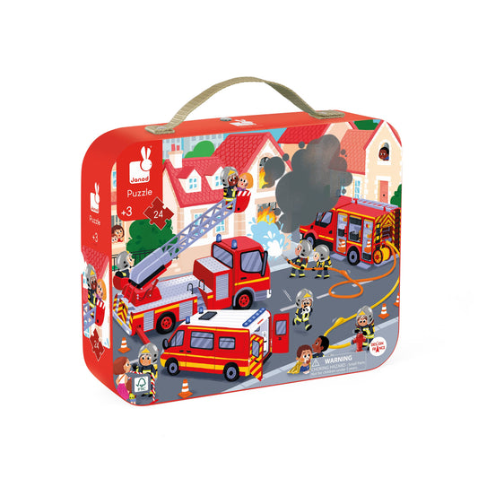 Firefighters 24 Pcs Puzzle Suitcase by Janod