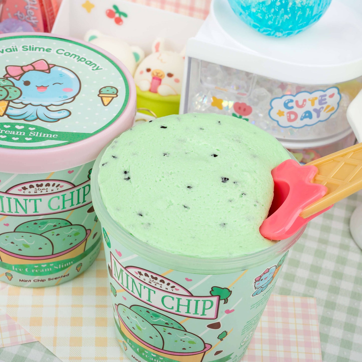 Mint Chip Scented Ice Cream Pint Slime by Kawaii Slime Company