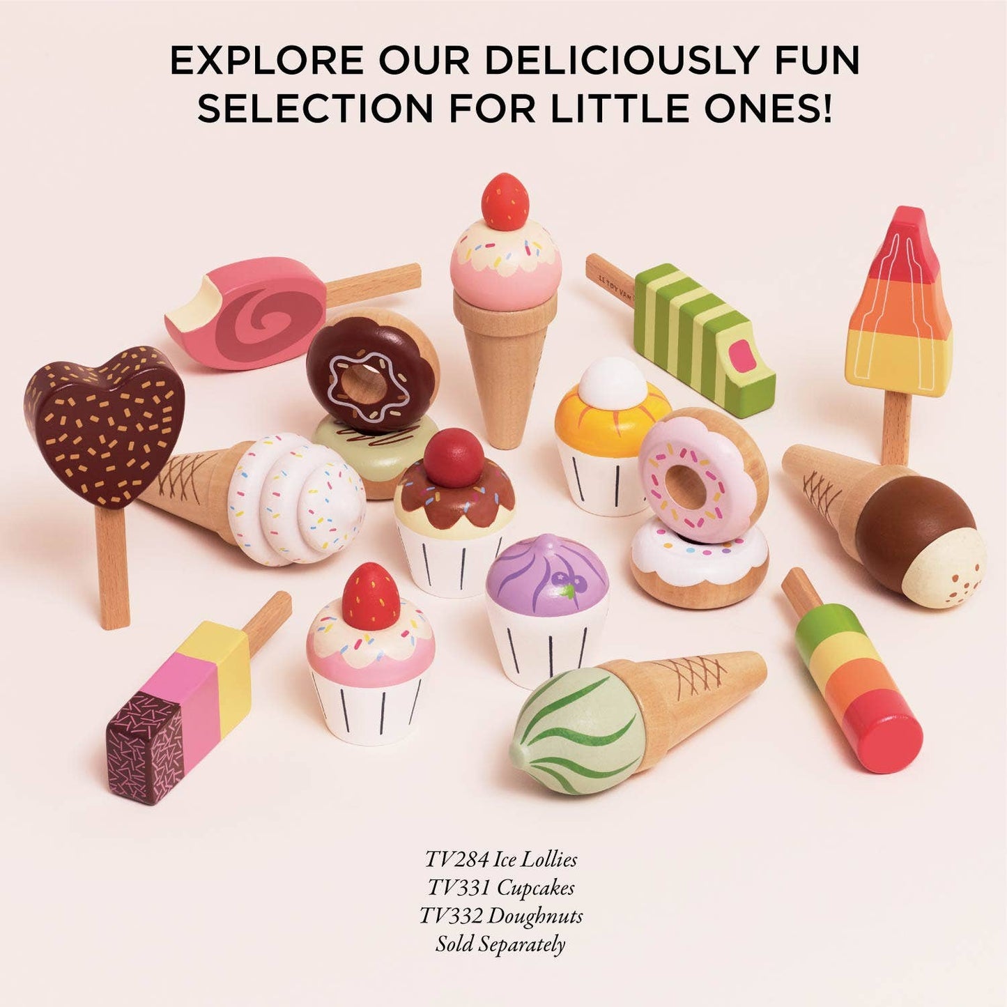 Wooden Ice Cream Stand & Toppings
