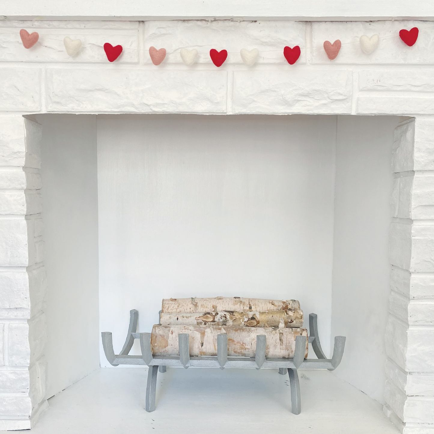 Red, Pink & White Felt Heart Garland