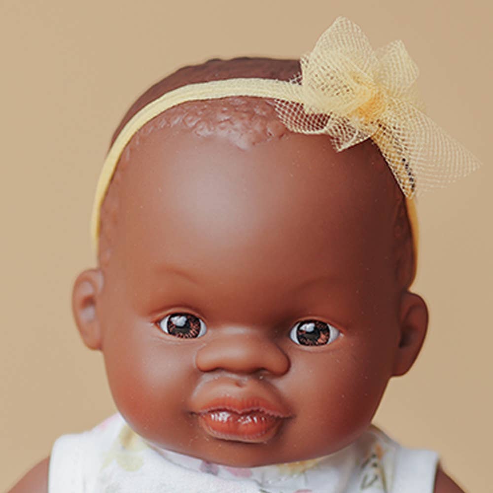 Miniland Baby Doll Dark Skinned Girl 8 1/4"