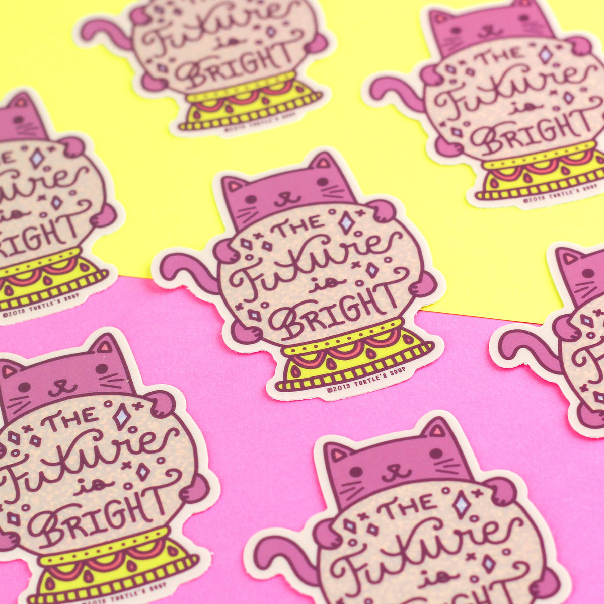 Future is Bright Fortune Teller Cat Vinyl Sticker