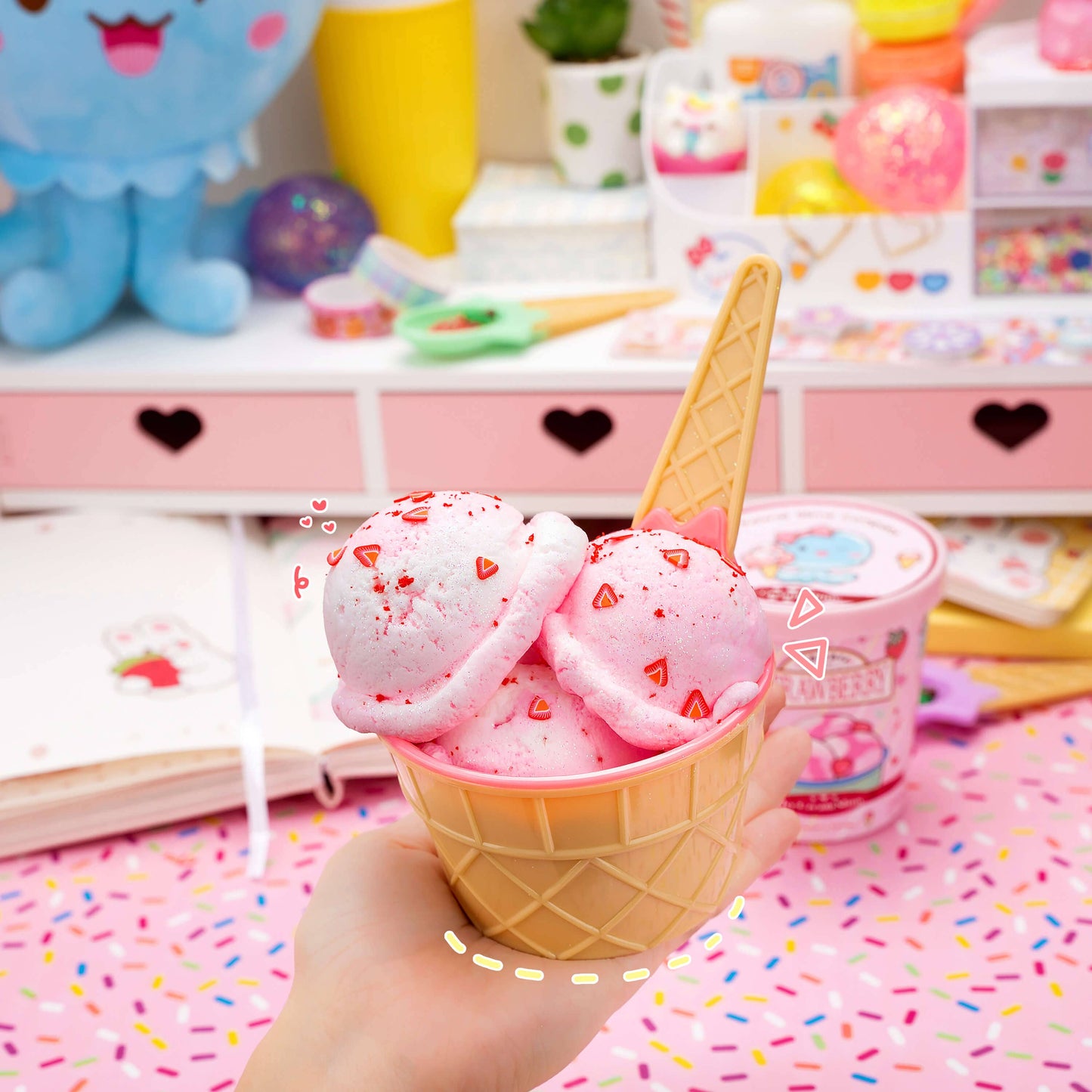Strawberry Scented Ice Cream Pint Slime by Kawaii Slime Company