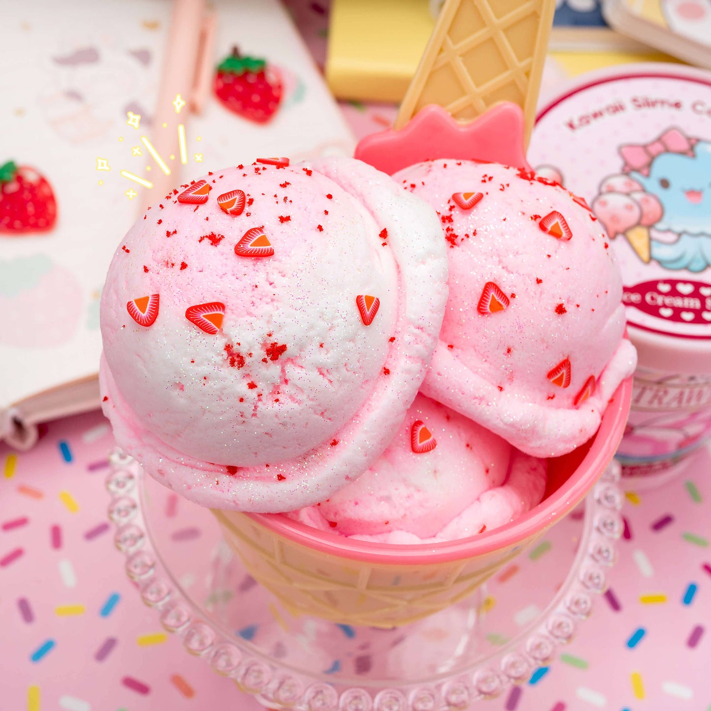 Strawberry Scented Ice Cream Pint Slime by Kawaii Slime Company