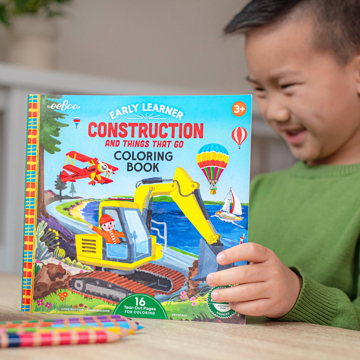 Vehicles & Construction Square Coloring Book