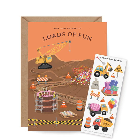 Sticker Scene Card - Construction Birthday
