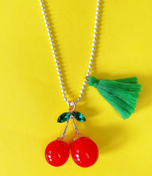 Rhinestone Cherries Necklace by Gunner & Lux