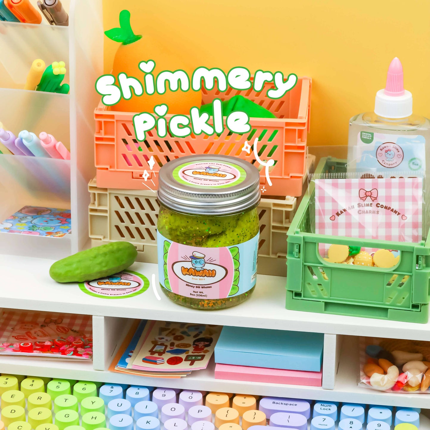 Shimmery Pickle Clear Slime by Kawaii Slime Company