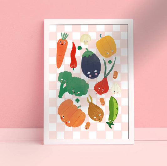 Happy Veggies Art Print
