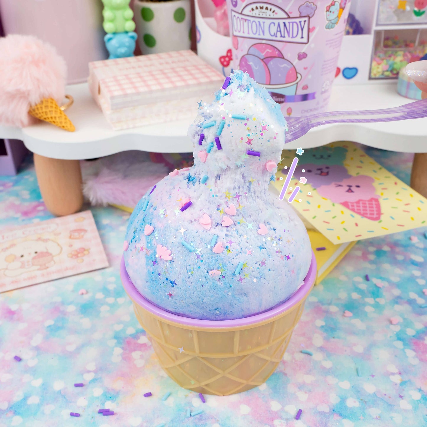 Cotton Candy Scented Ice Cream Pint Slime by Kawaii Slime Company