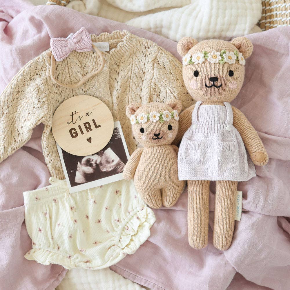Baby Honey Bear (ivory floral) - cuddle + kind