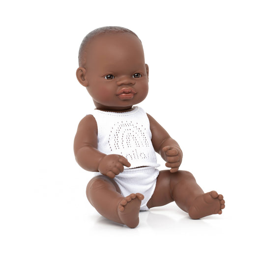Miniland Baby Doll Dark Skin Tone Boy 12 5/8"