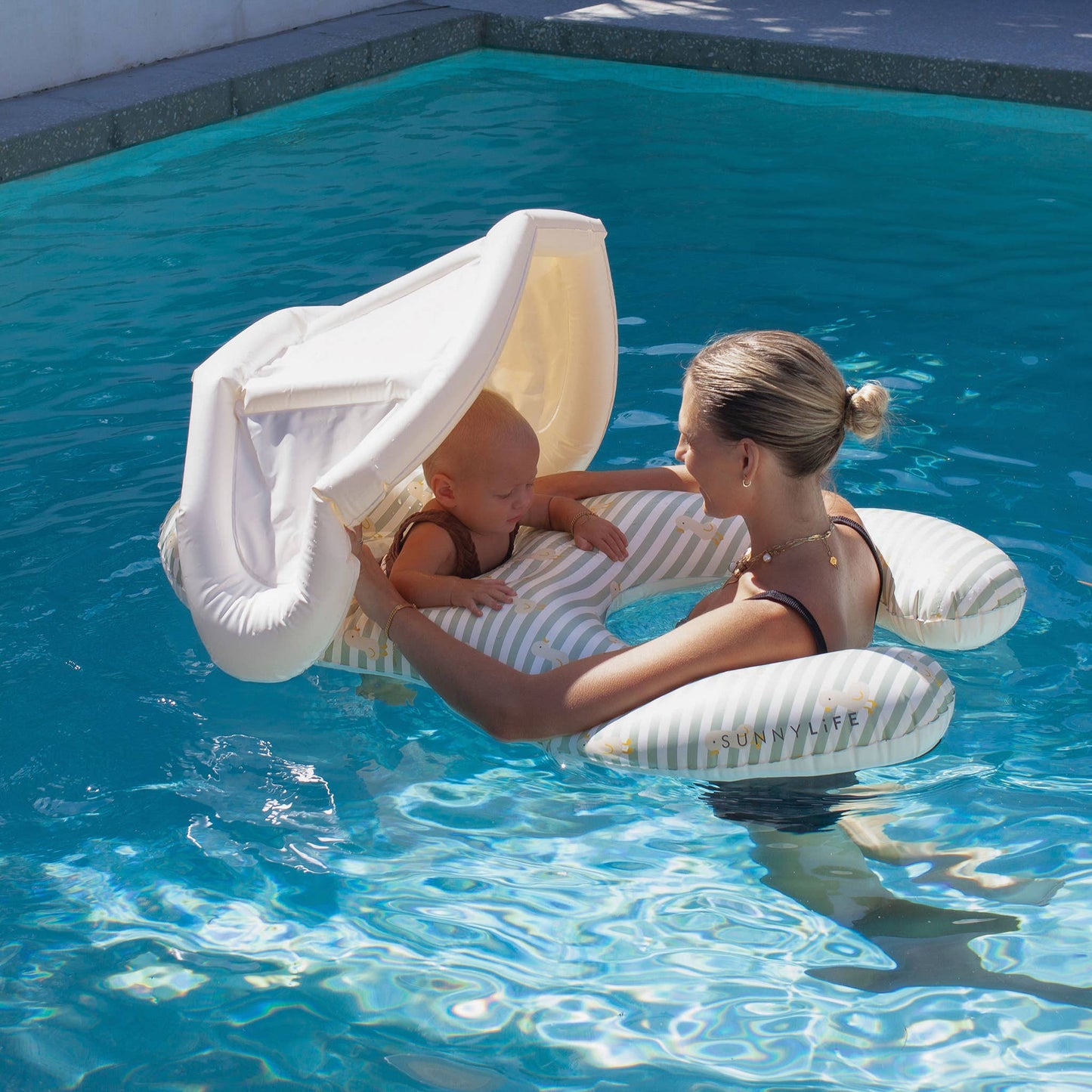 Float Together Baby Seat Duck Sage Stripe