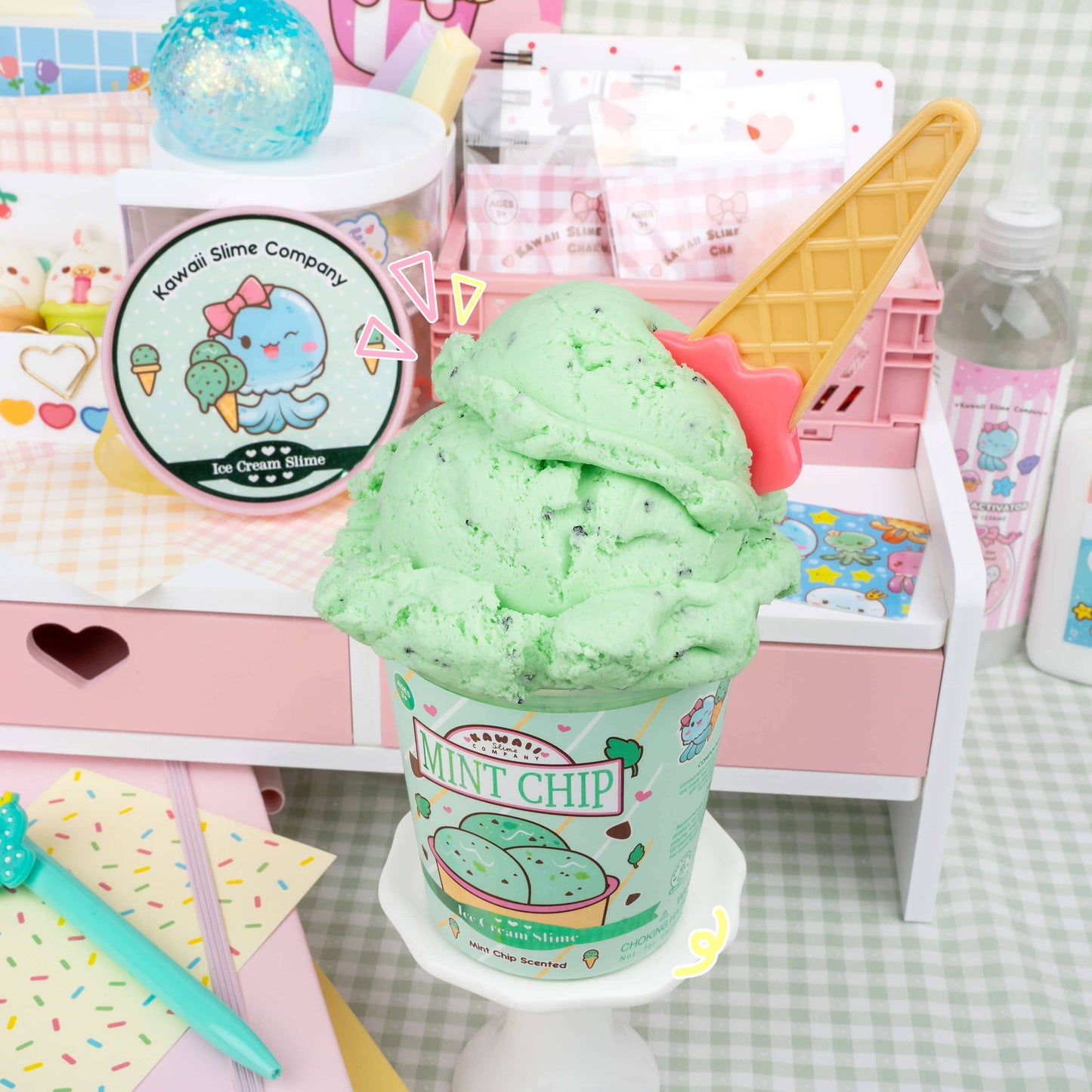 Mint Chip Scented Ice Cream Pint Slime by Kawaii Slime Company