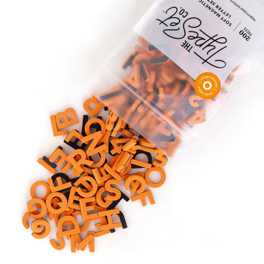1" 200pc Orange Cream Magnetic Letters by The Type Set Co.